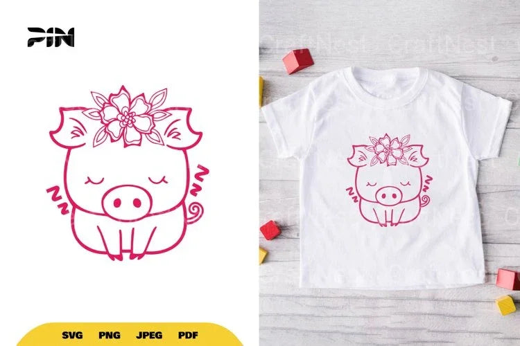 Kawaii Cute Pig SVG Bundle - CraftNest - Digital Crafting and Art
