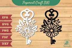 Key with Flower Papercut SVG Bundle - CraftNest - Digital Crafting and Art