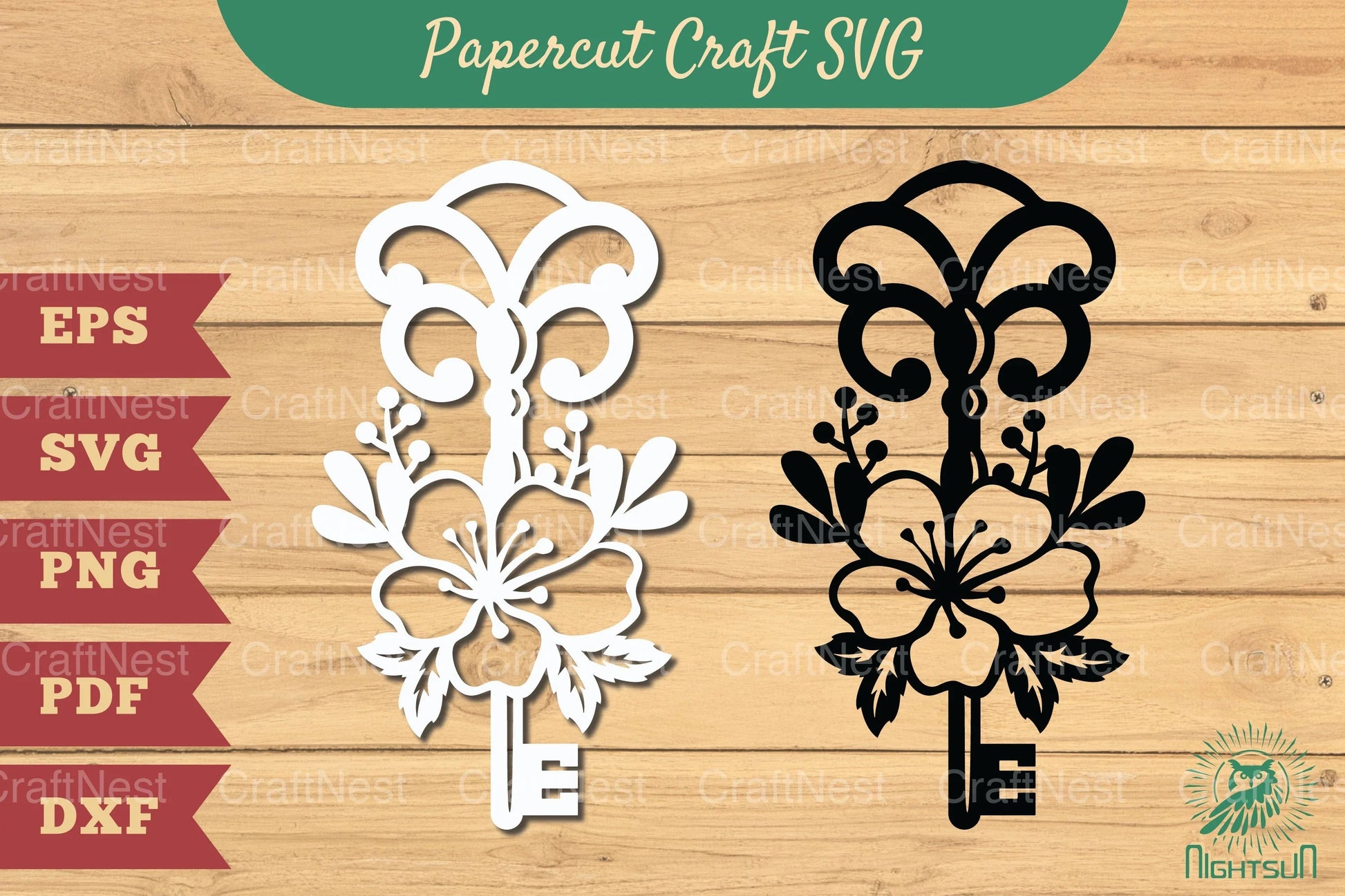 Key with Flower Papercut SVG Bundle - CraftNest - Digital Crafting and Art