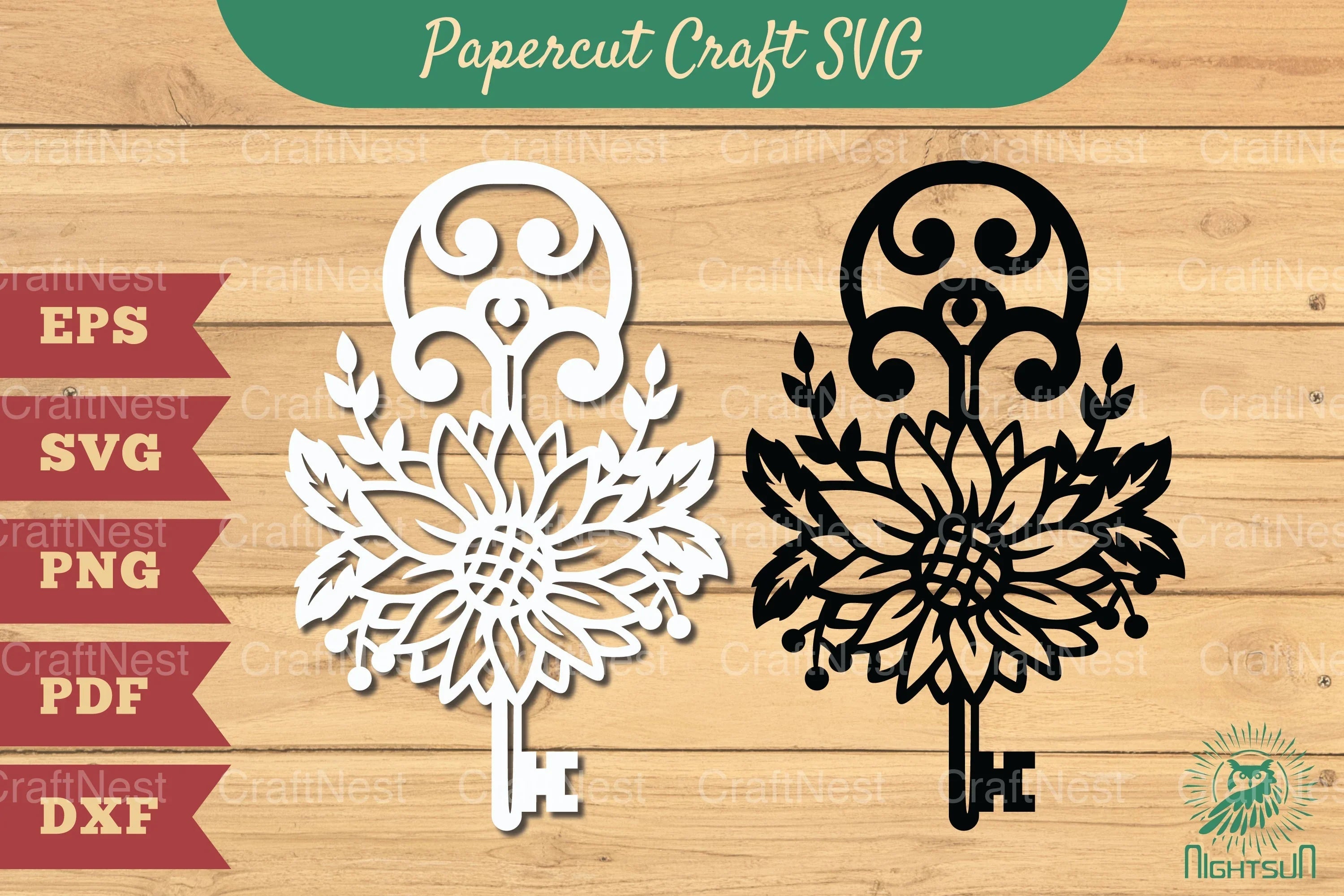 Key with Flower Papercut SVG Bundle - CraftNest - Digital Crafting and Art
