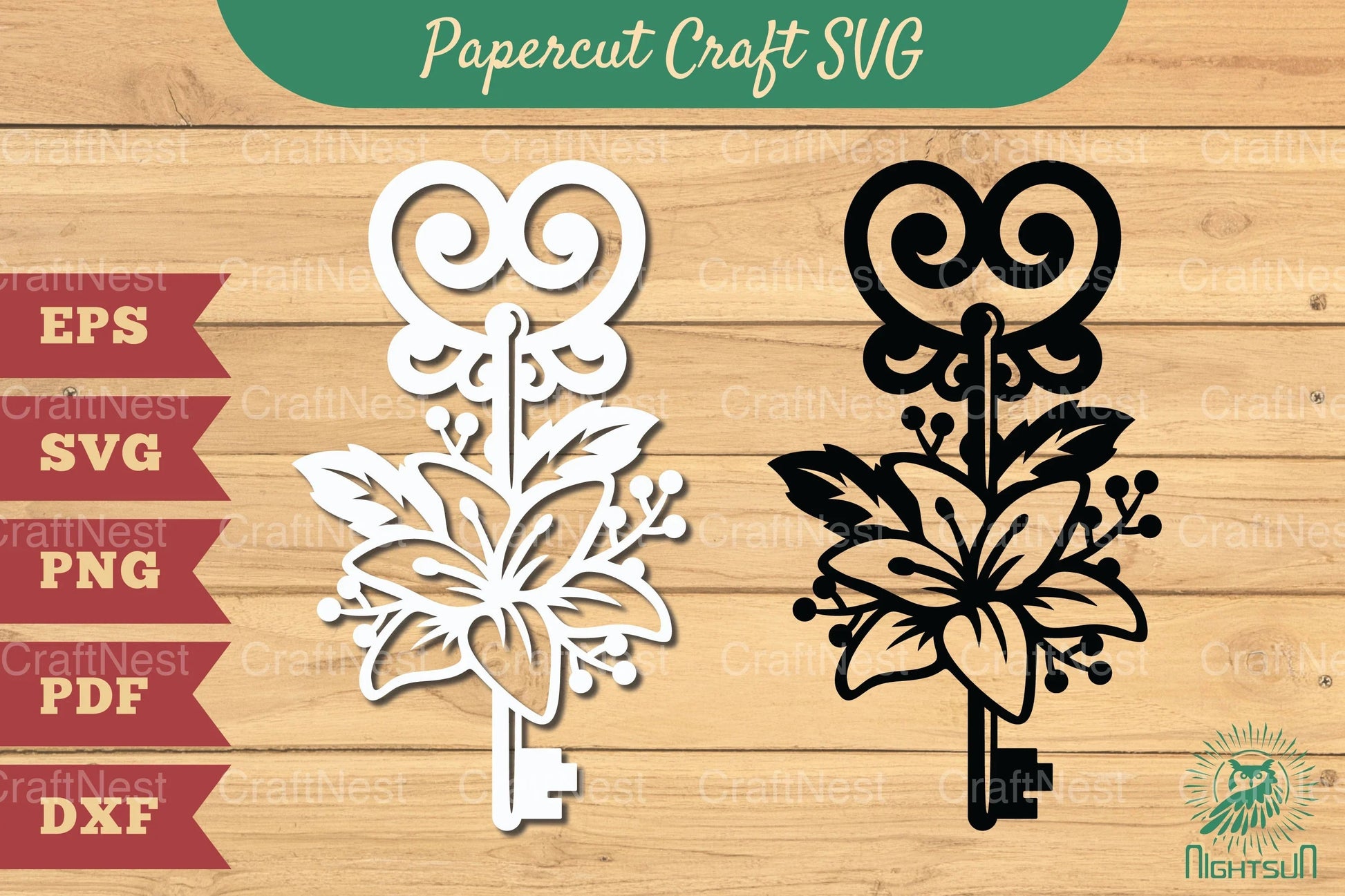 Key with Flower Papercut SVG Bundle - CraftNest - Digital Crafting and Art