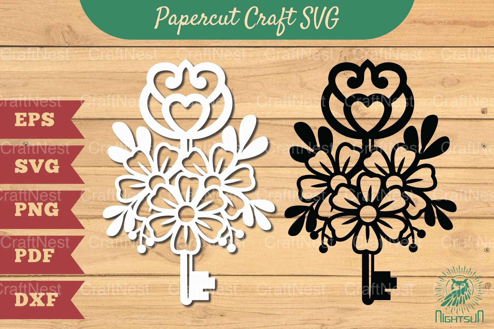 Key with Flower Papercut SVG Bundle - CraftNest - Digital Crafting and Art