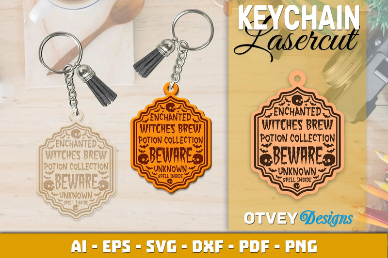 Keychain Halloween Lasercut SVG Bundle 207 - CraftNest - Digital Crafting and Art