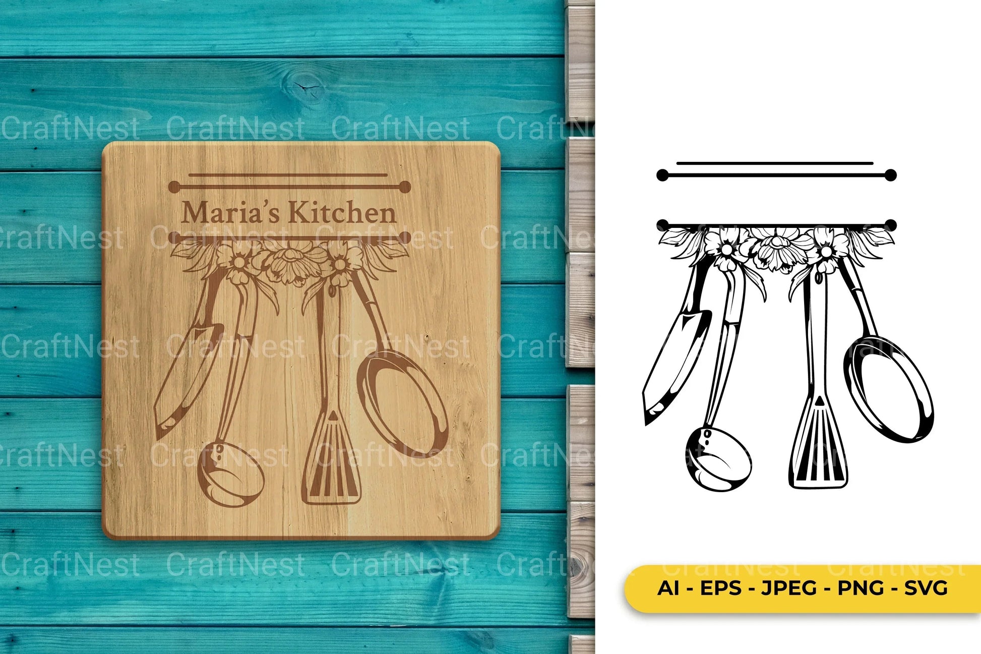 Kitchen Baking Split Monogram SVG Bundle - CraftNest - Digital Crafting and Art