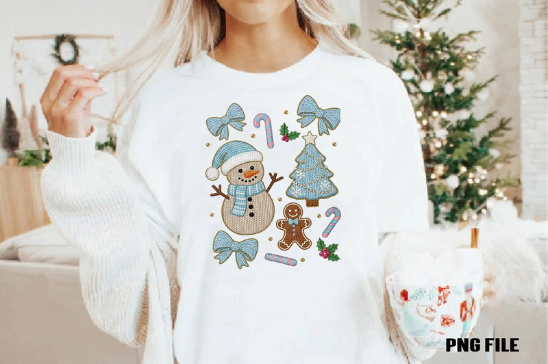 Knitted Blue Snowman Gingerbread Clipart Bundle - CraftNest - Digital Crafting and Art