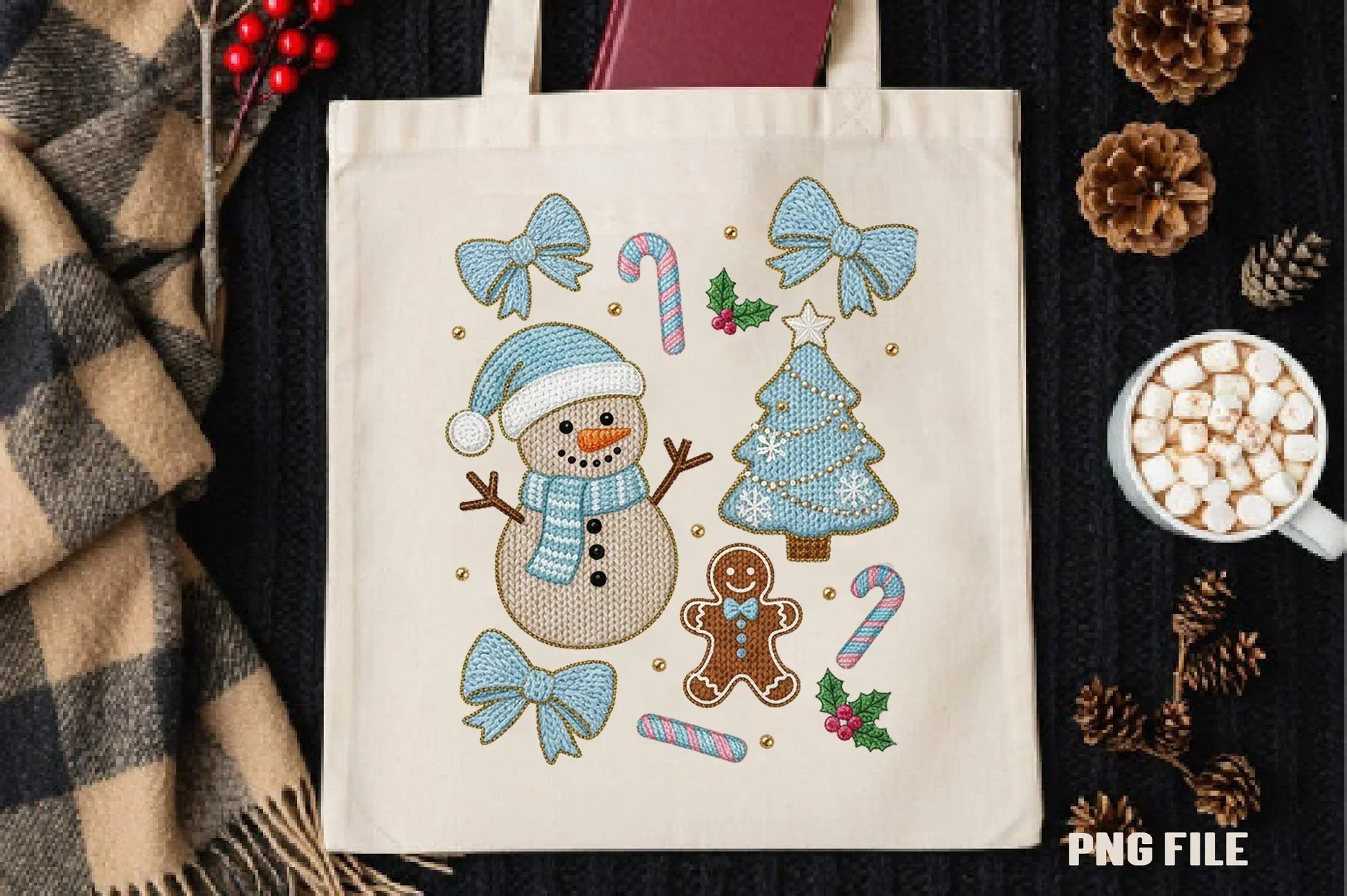 Knitted Blue Snowman Gingerbread Clipart Bundle - CraftNest - Digital Crafting and Art