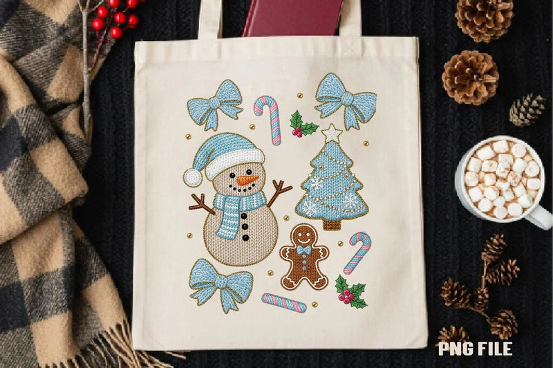 Knitted Blue Snowman Gingerbread Clipart Bundle - CraftNest - Digital Crafting and Art