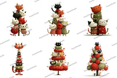 Knitted Cat Christmas Tree Clipart Bundle - CraftNest - Digital Crafting and Art