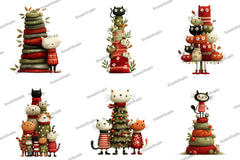 Knitted Cat Christmas Tree Clipart Bundle - CraftNest - Digital Crafting and Art