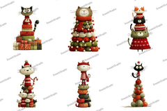 Knitted Cat Christmas Tree Clipart Bundle - CraftNest - Digital Crafting and Art