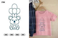 Koala Flying with Balloons Birthday Clipart Bundle - CraftNest - Digital Crafting and Art
