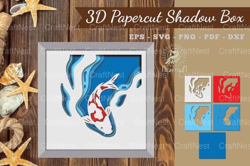 Koi Fish 3D Papercut Shadow Box Clipart Bundle - CraftNest - Digital Crafting and Art
