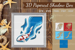 Koi Fish 3D Papercut Shadow Box Clipart Bundle - CraftNest - Digital Crafting and Art