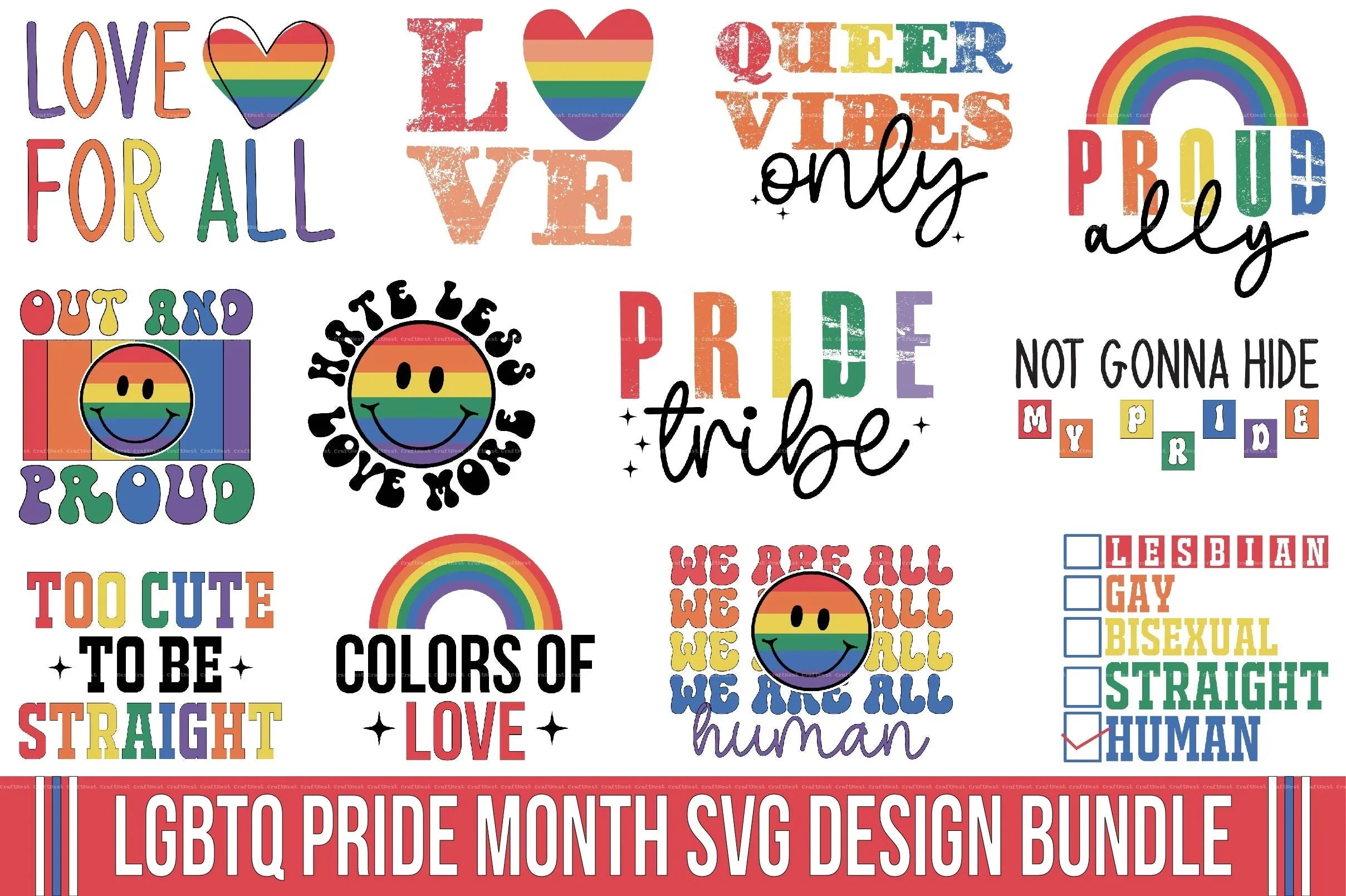 LGBTQ Pride Month Design SVG Bundle