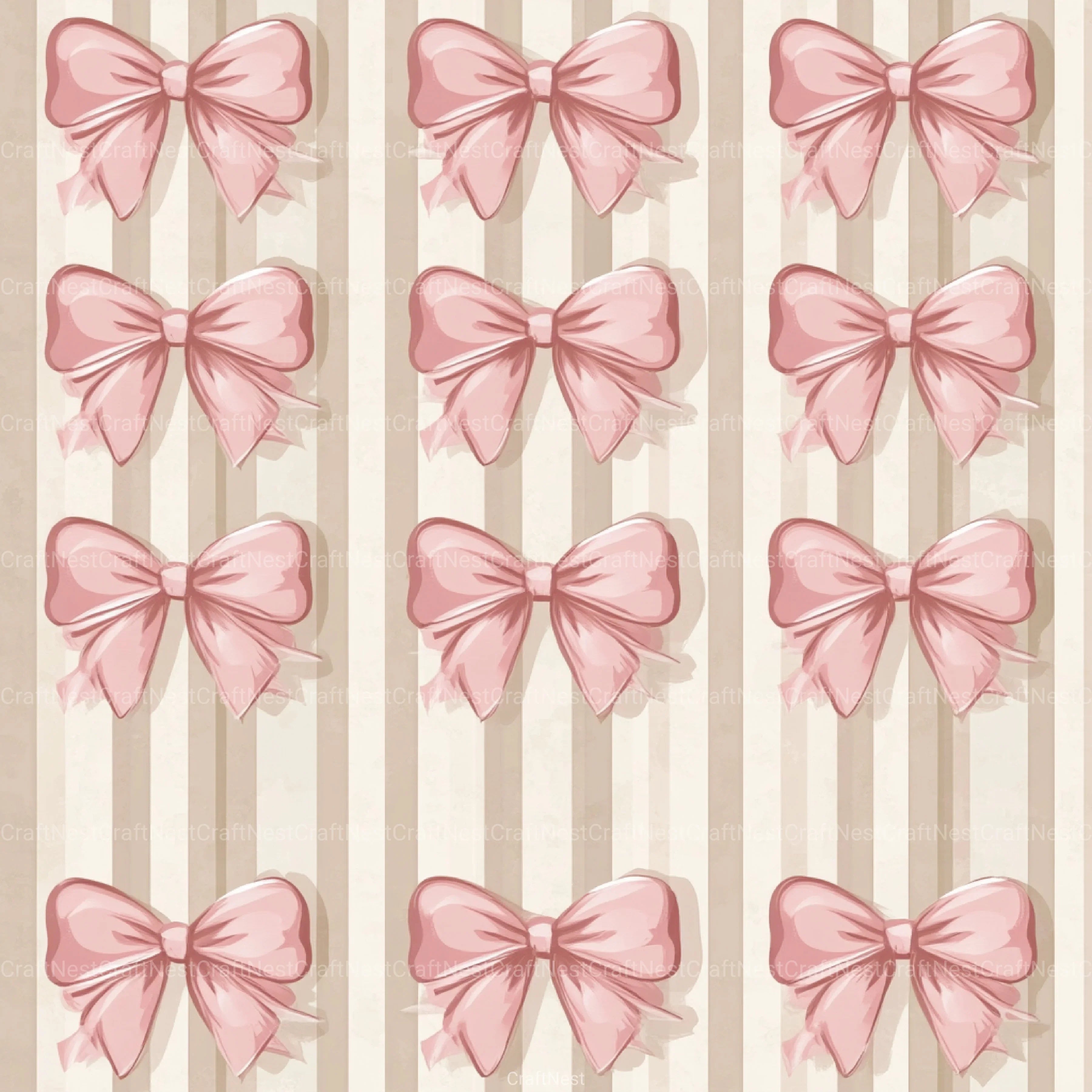 Coquette Bow Pattern Seamless Digital Paper - CraftNest - Digital Crafting and Art