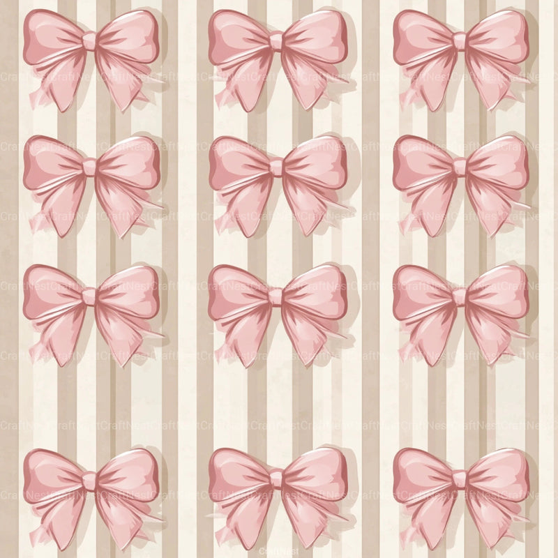 Coquette Bow Pattern Seamless Digital Paper - CraftNest - Digital Crafting and Art