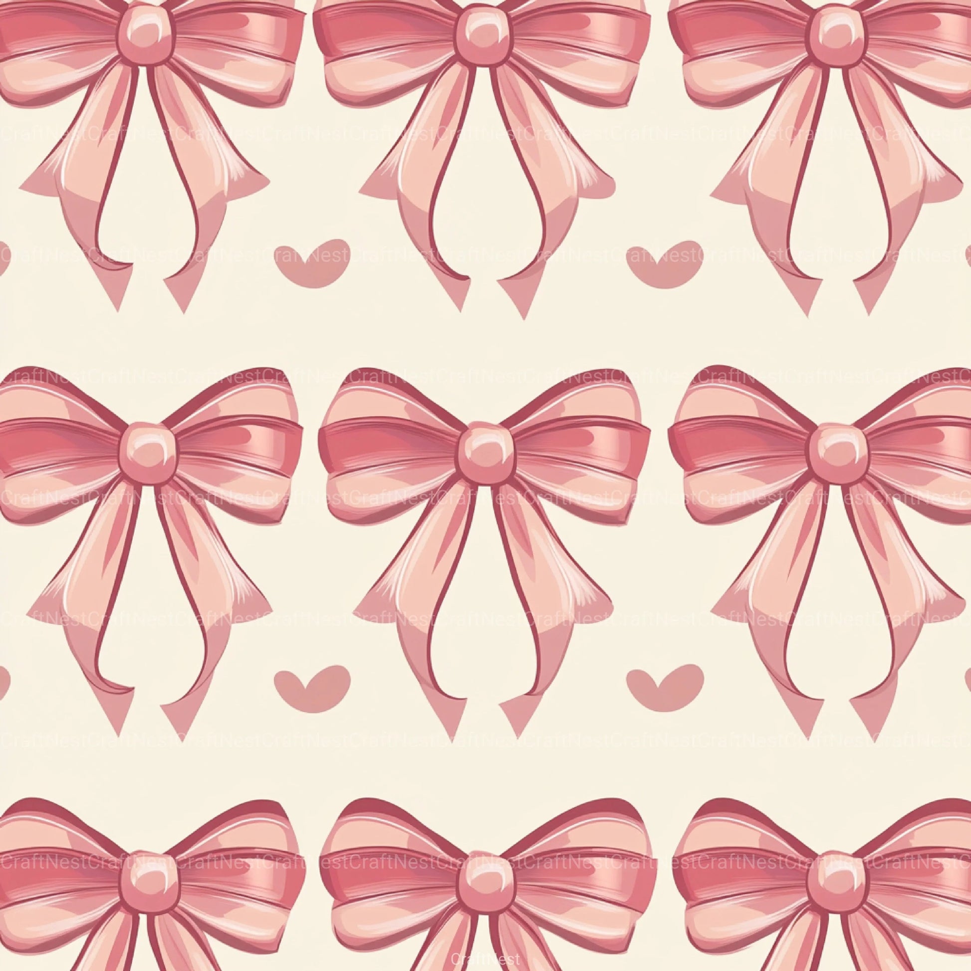 Coquette Bow Pattern Seamless Digital Paper - CraftNest - Digital Crafting and Art