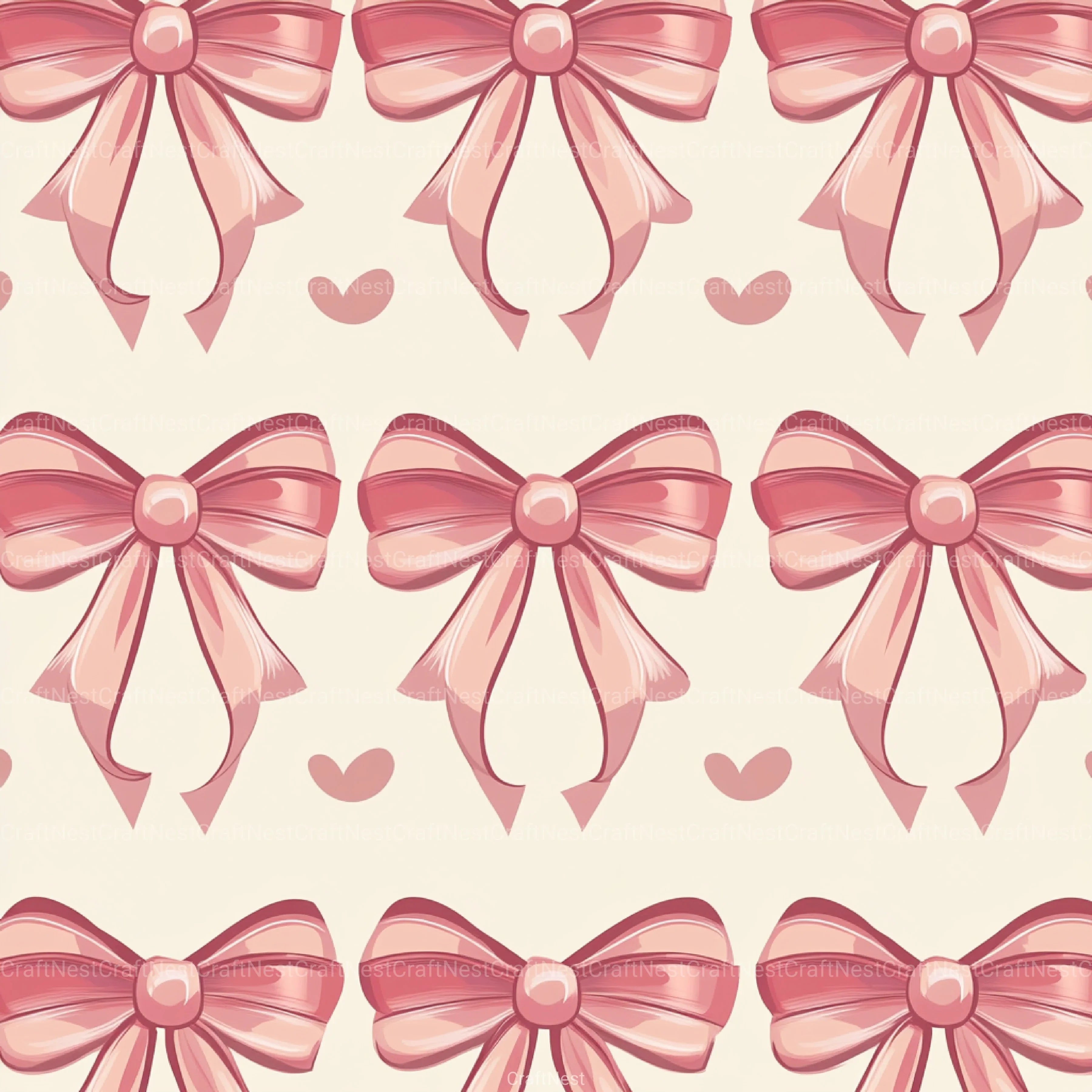 Coquette Bow Pattern Seamless Digital Paper - CraftNest - Digital Crafting and Art