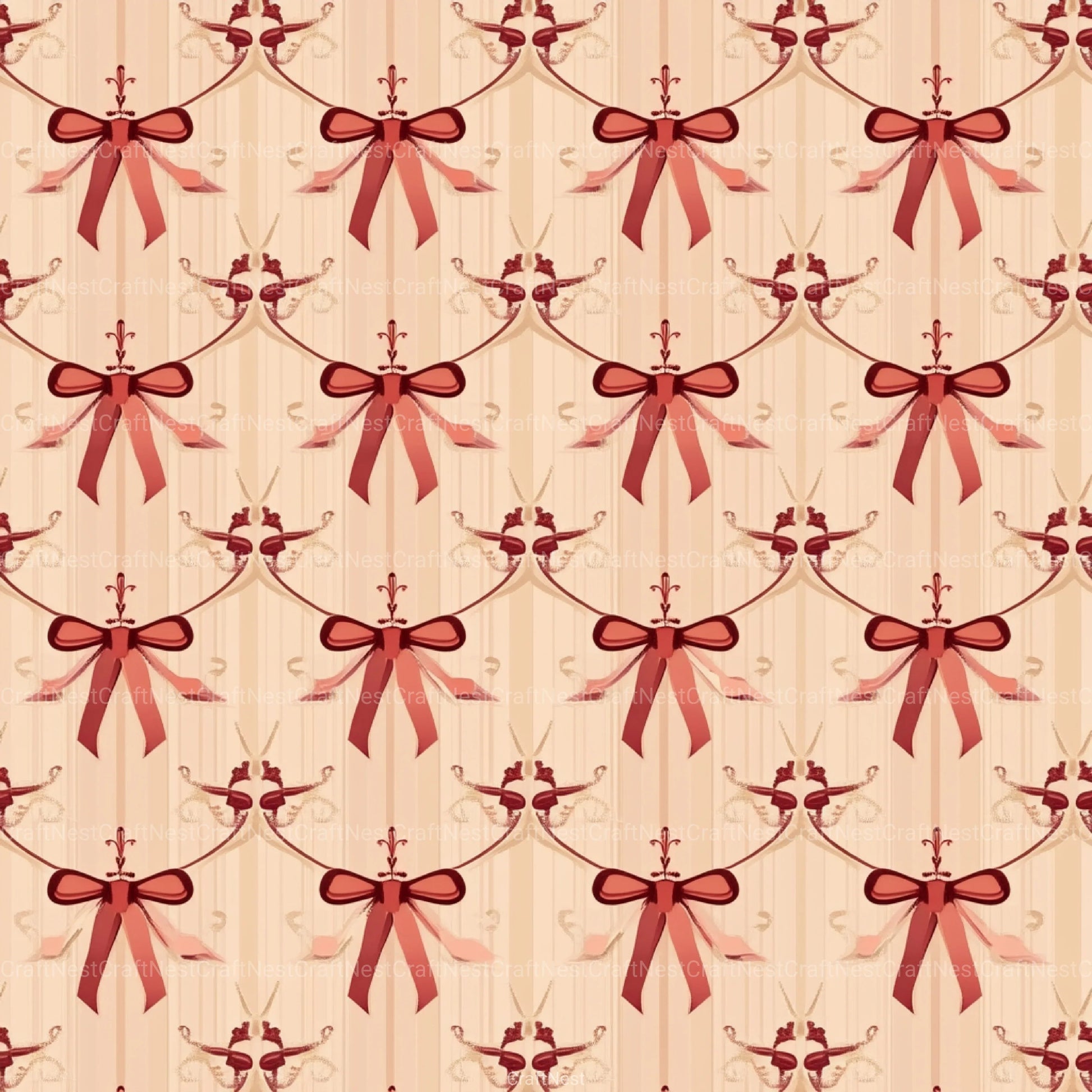 Coquette Bow Pattern Seamless Digital Paper - CraftNest - Digital Crafting and Art