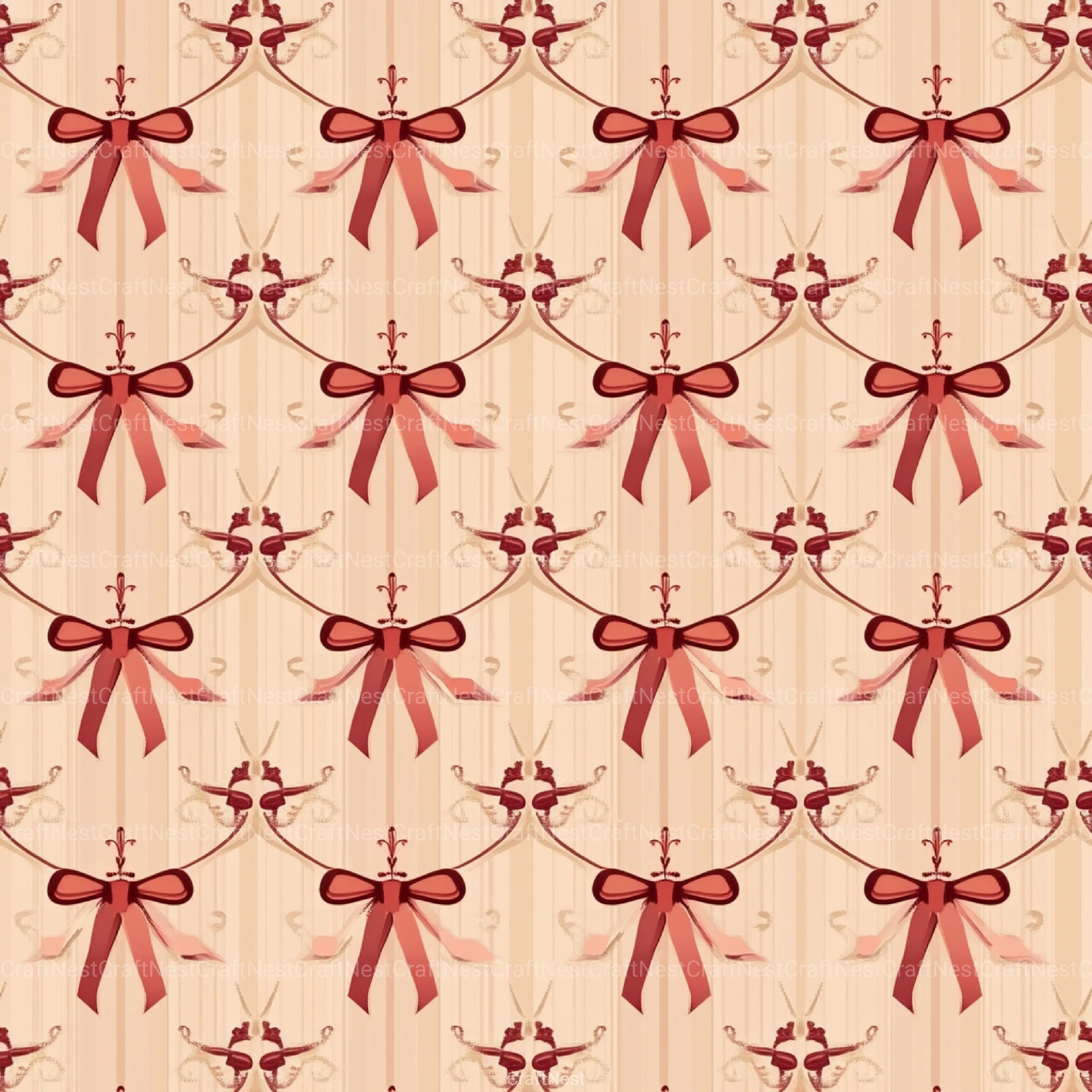Coquette Bow Pattern Seamless Digital Paper - CraftNest - Digital Crafting and Art