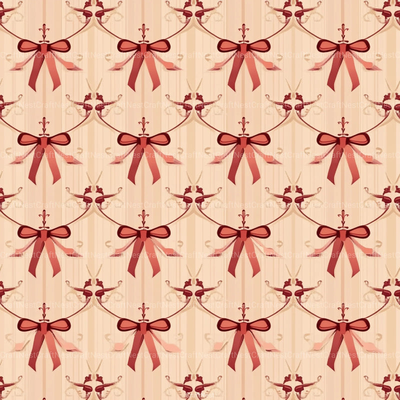 Coquette Bow Pattern Seamless Digital Paper - CraftNest - Digital Crafting and Art
