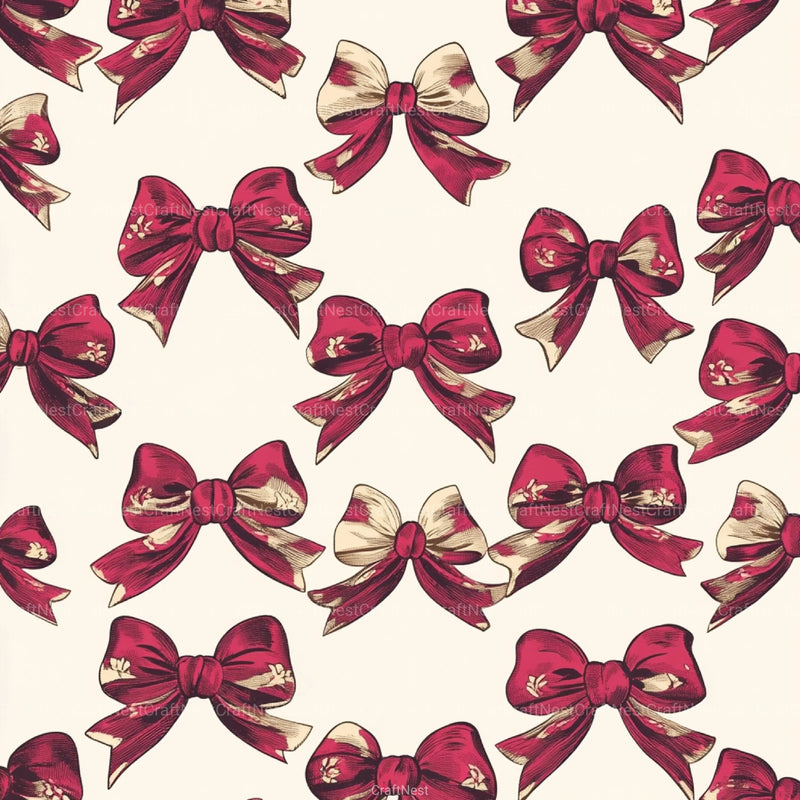 Coquette Bow Pattern Seamless Digital Paper - CraftNest - Digital Crafting and Art