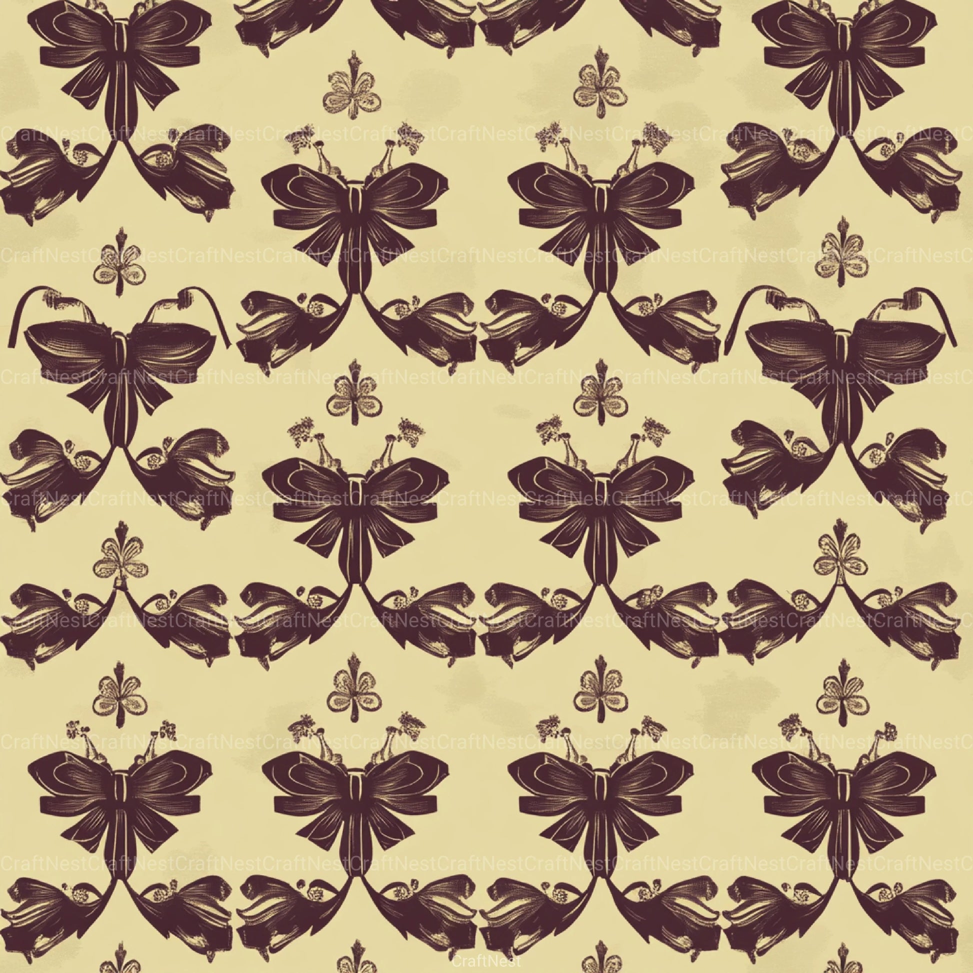 Coquette Bow Pattern Seamless Digital Paper - CraftNest - Digital Crafting and Art