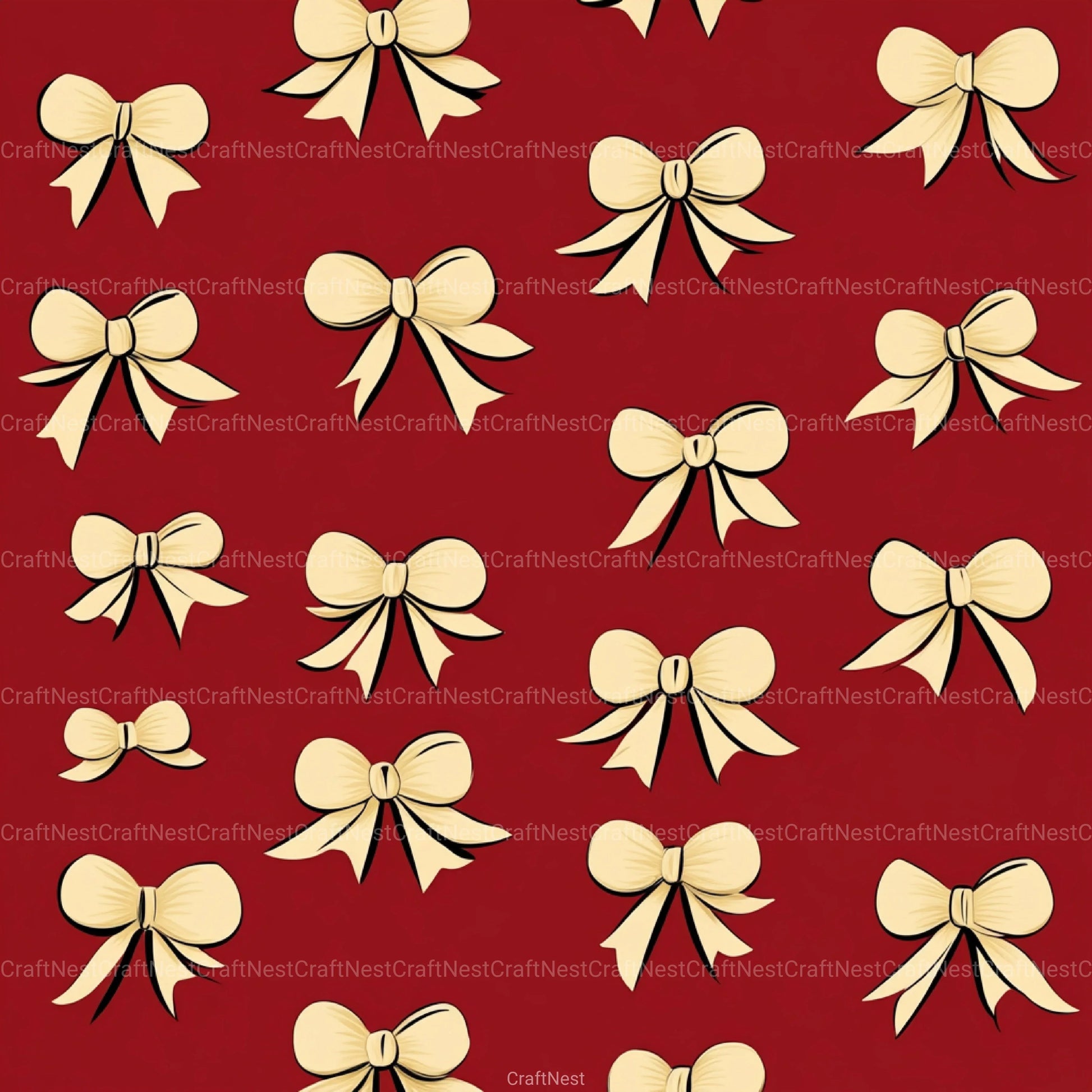 Coquette Bow Pattern Seamless Digital Paper - CraftNest - Digital Crafting and Art