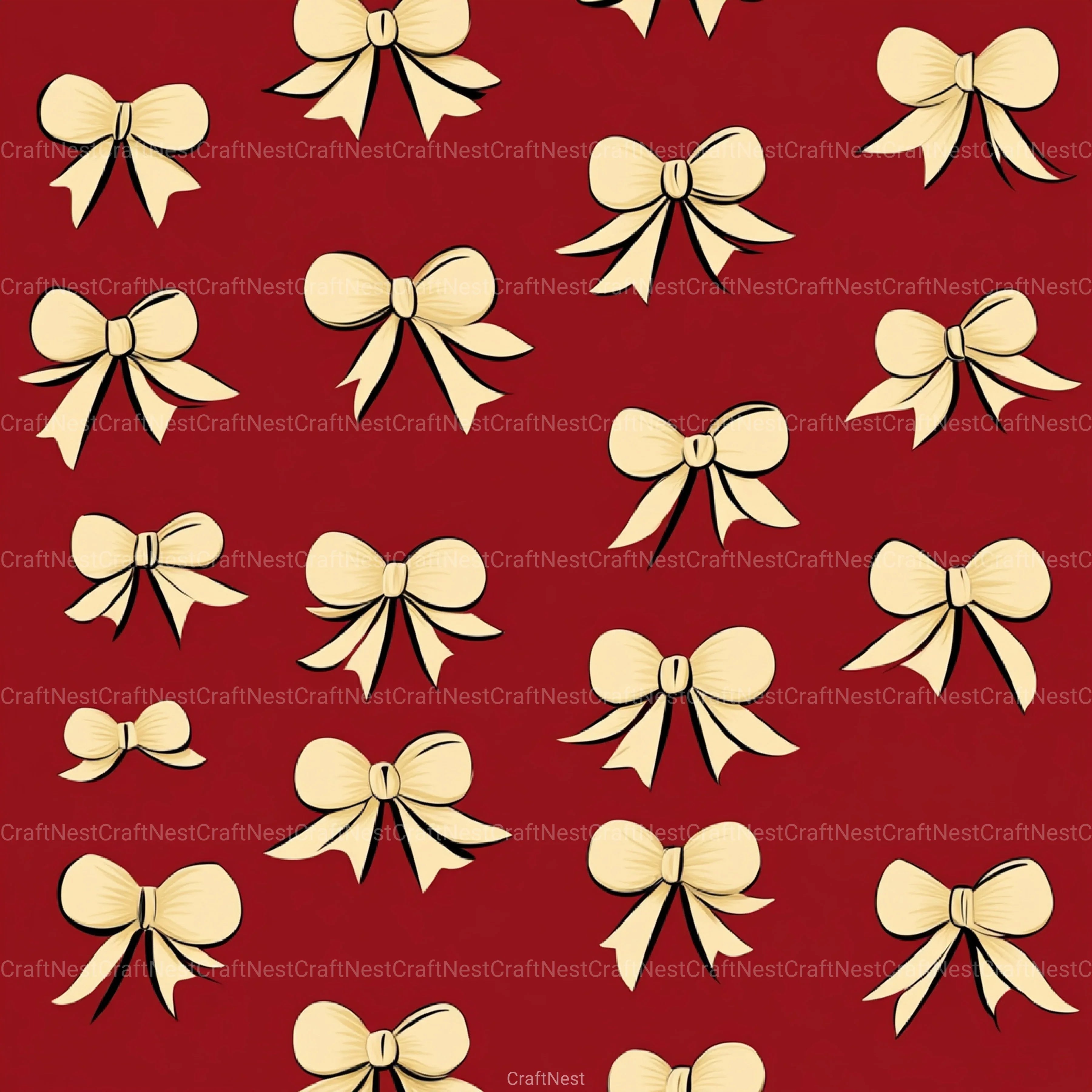 Coquette Bow Pattern Seamless Digital Paper - CraftNest - Digital Crafting and Art