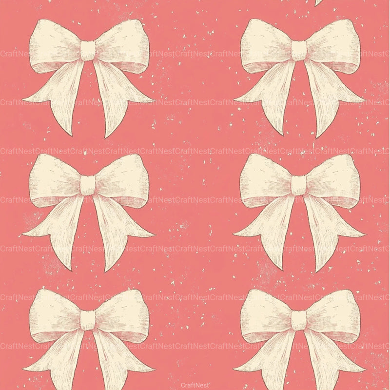 Coquette Bow Pattern Seamless Digital Paper - CraftNest - Digital Crafting and Art