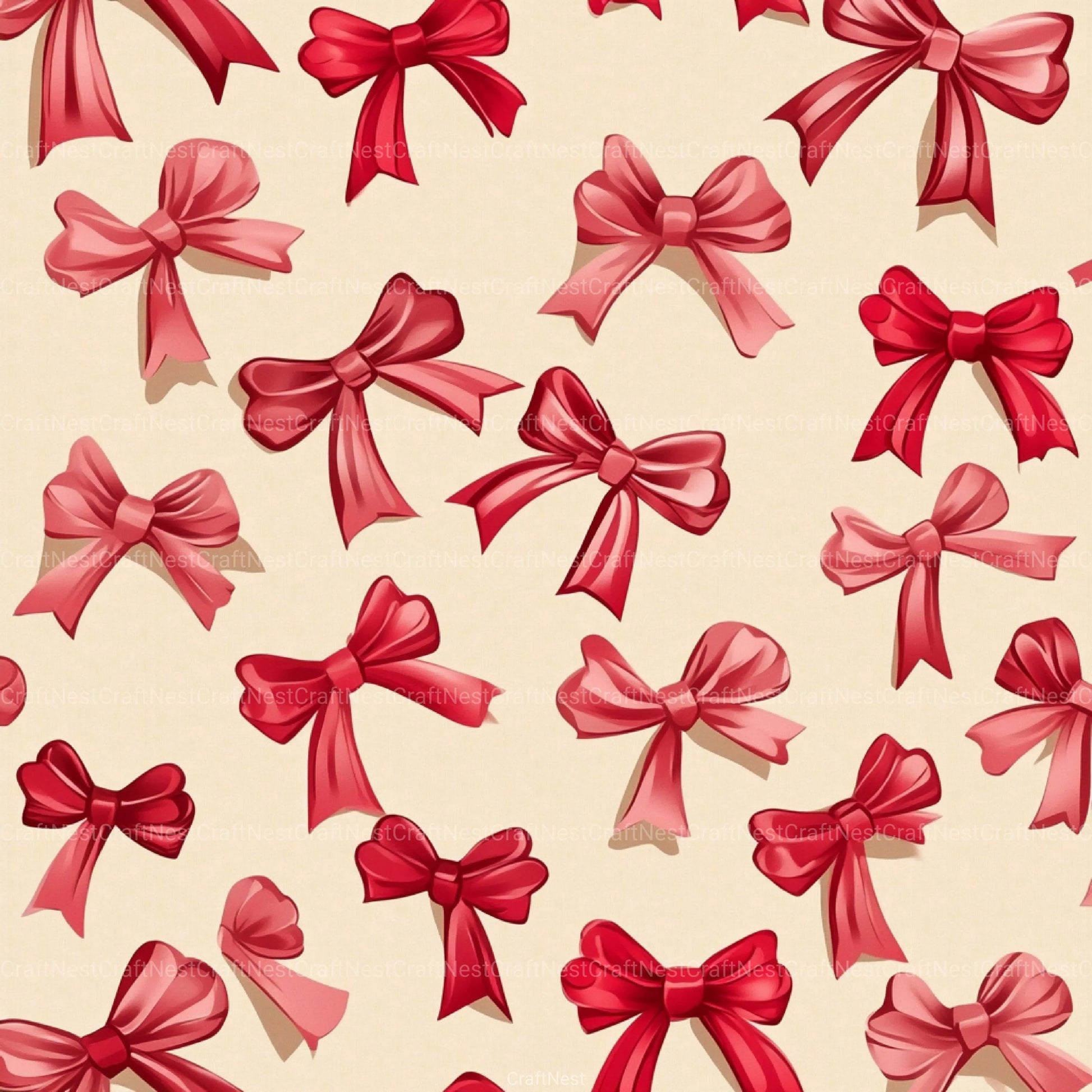 Coquette Bow Pattern Seamless Digital Paper - CraftNest - Digital Crafting and Art
