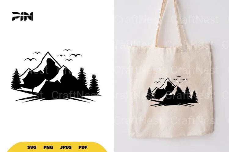 Landscape Mountain Silhouette Clipart Bundle - CraftNest - Digital Crafting and Art