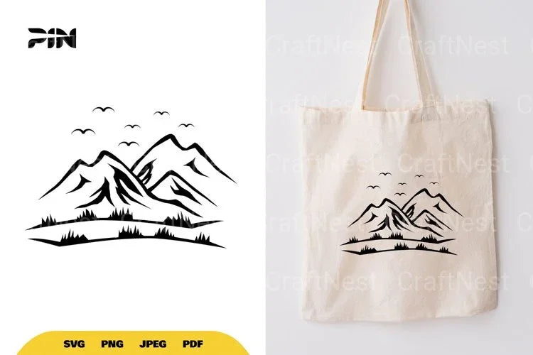 Landscape Mountain Silhouette Clipart Bundle - CraftNest - Digital Crafting and Art