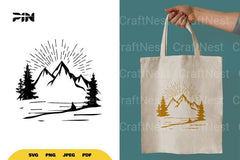 Landscape Mountain Silhouette Clipart Bundle - CraftNest - Digital Crafting and Art