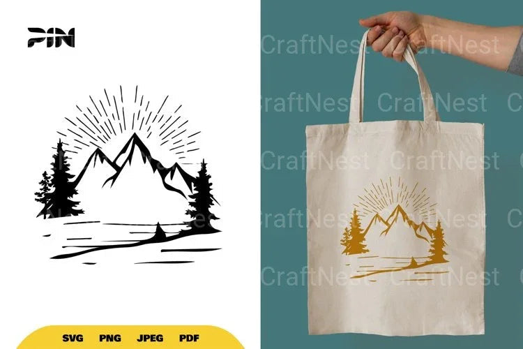 Landscape Mountain Silhouette Clipart Bundle - CraftNest - Digital Crafting and Art
