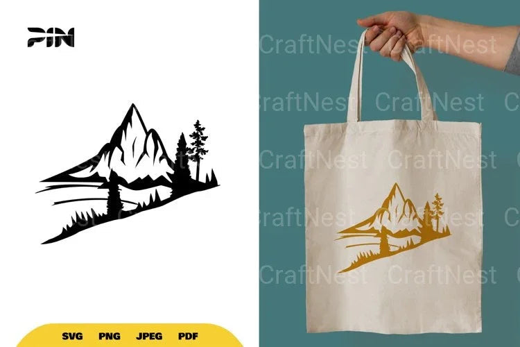 Landscape Mountain Silhouette Clipart Bundle - CraftNest - Digital Crafting and Art