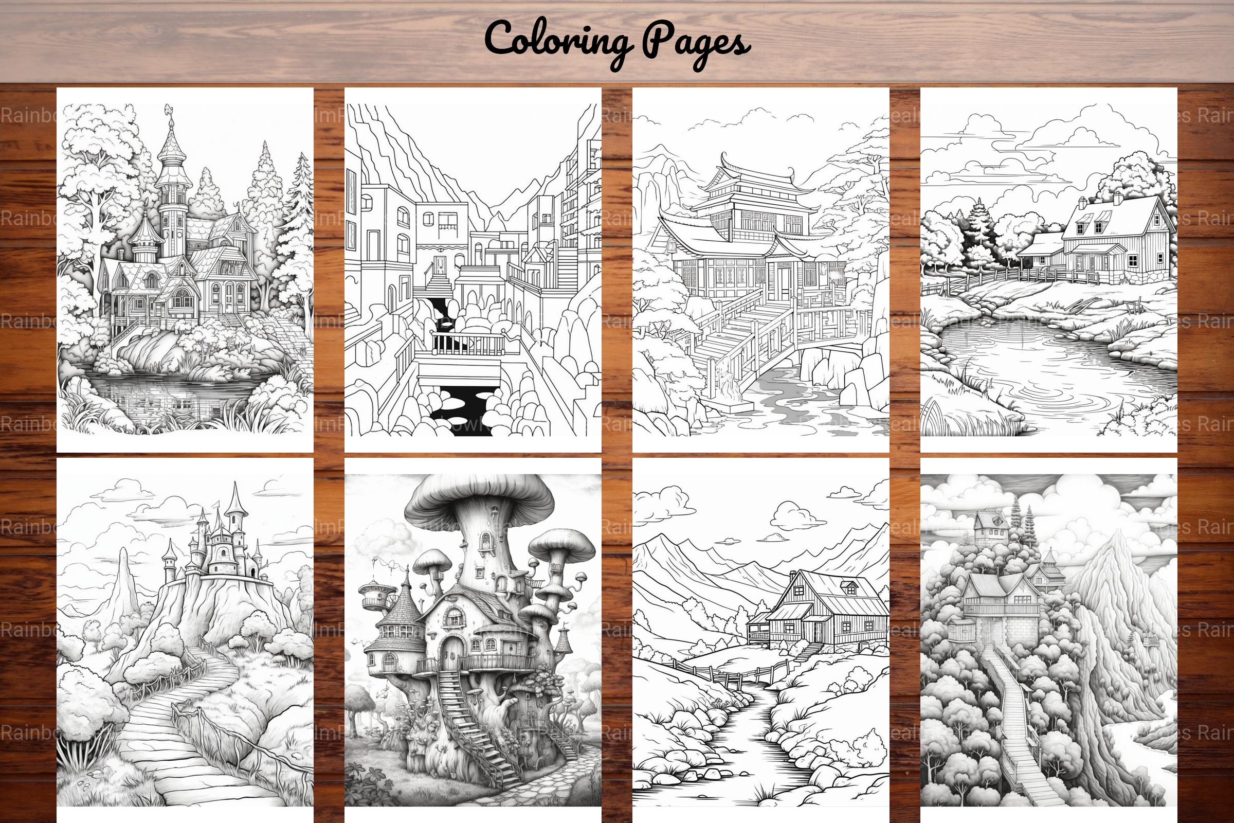 Boho Landscape Coloring Book