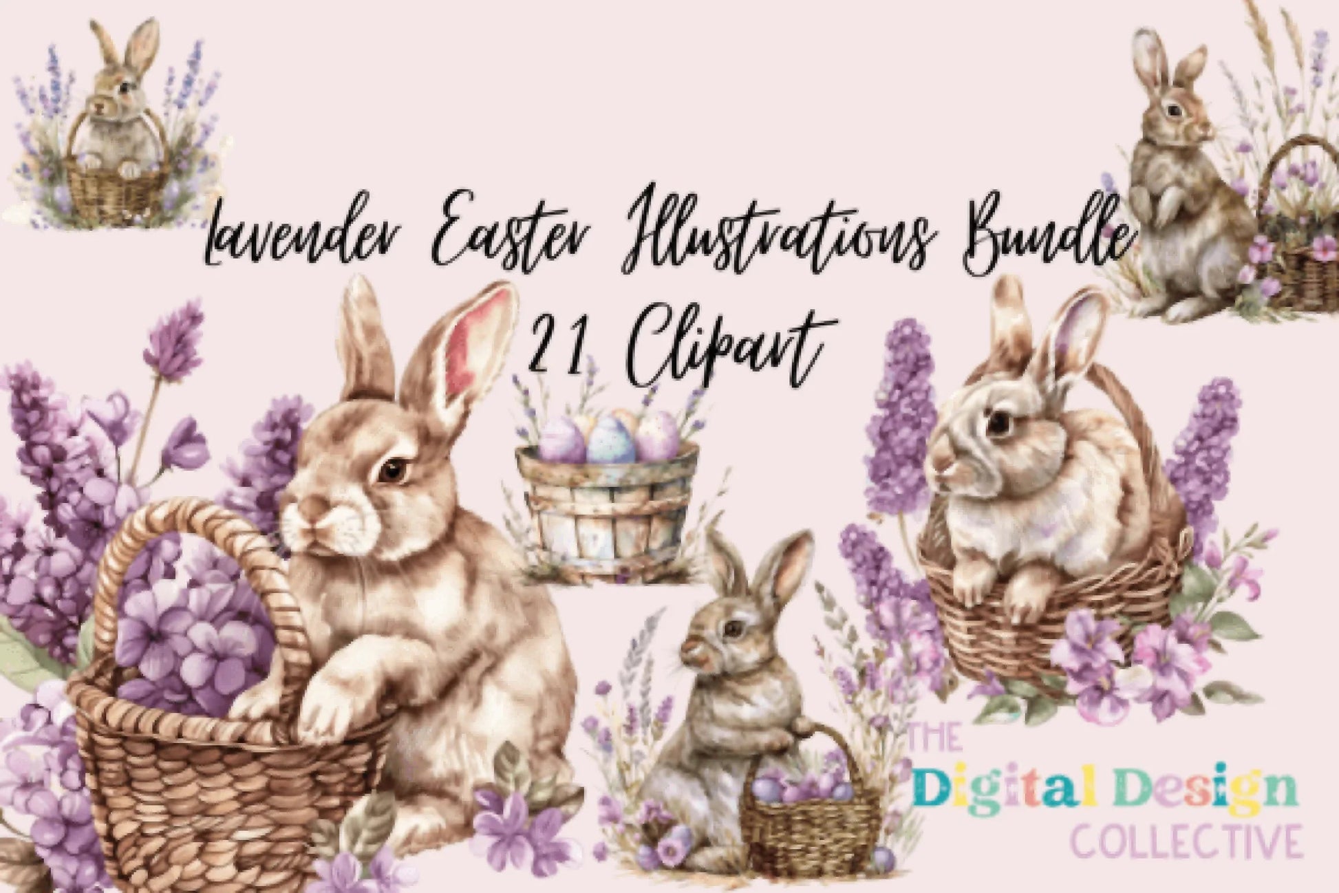 Ultimate Lavender Easter Illustrations Bundle - CraftNest - Digital Crafting and Art