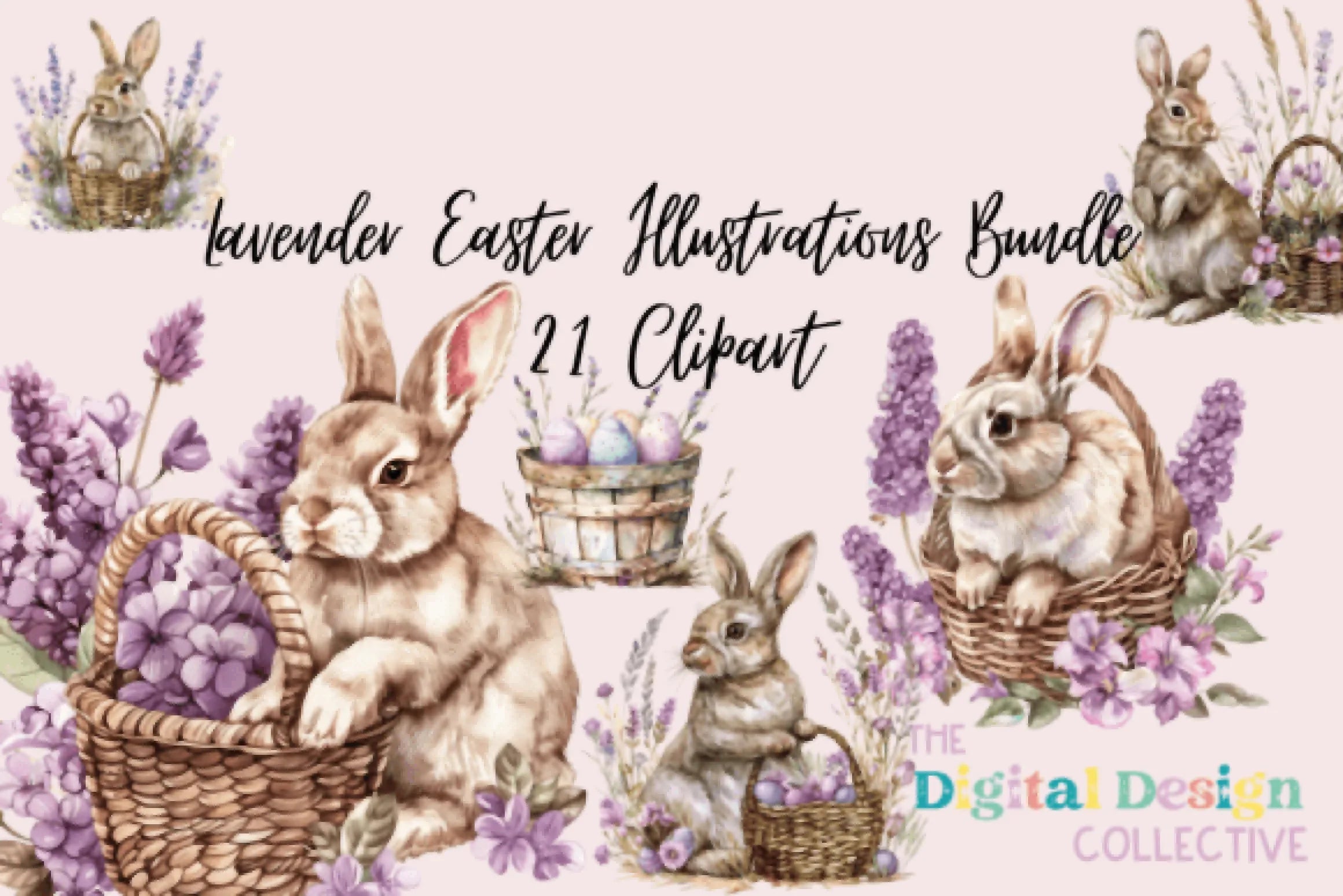 Ultimate Lavender Easter Illustrations Bundle - CraftNest - Digital Crafting and Art