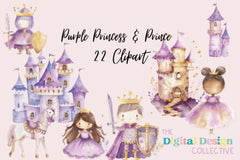 Lavender Purple Princess and Prince Clipart Bundle - CraftNest - Digital Crafting and Art