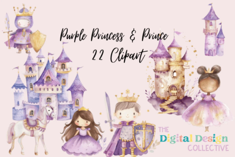 Lavender Purple Princess and Prince Clipart Bundle - CraftNest - Digital Crafting and Art