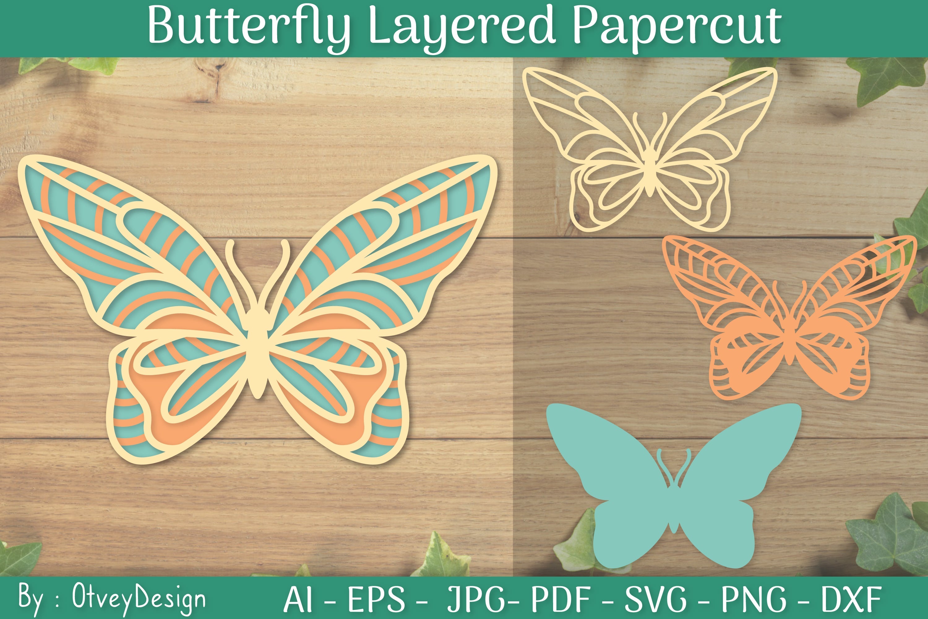 Layered Papercut Butterflies SVG Bundle