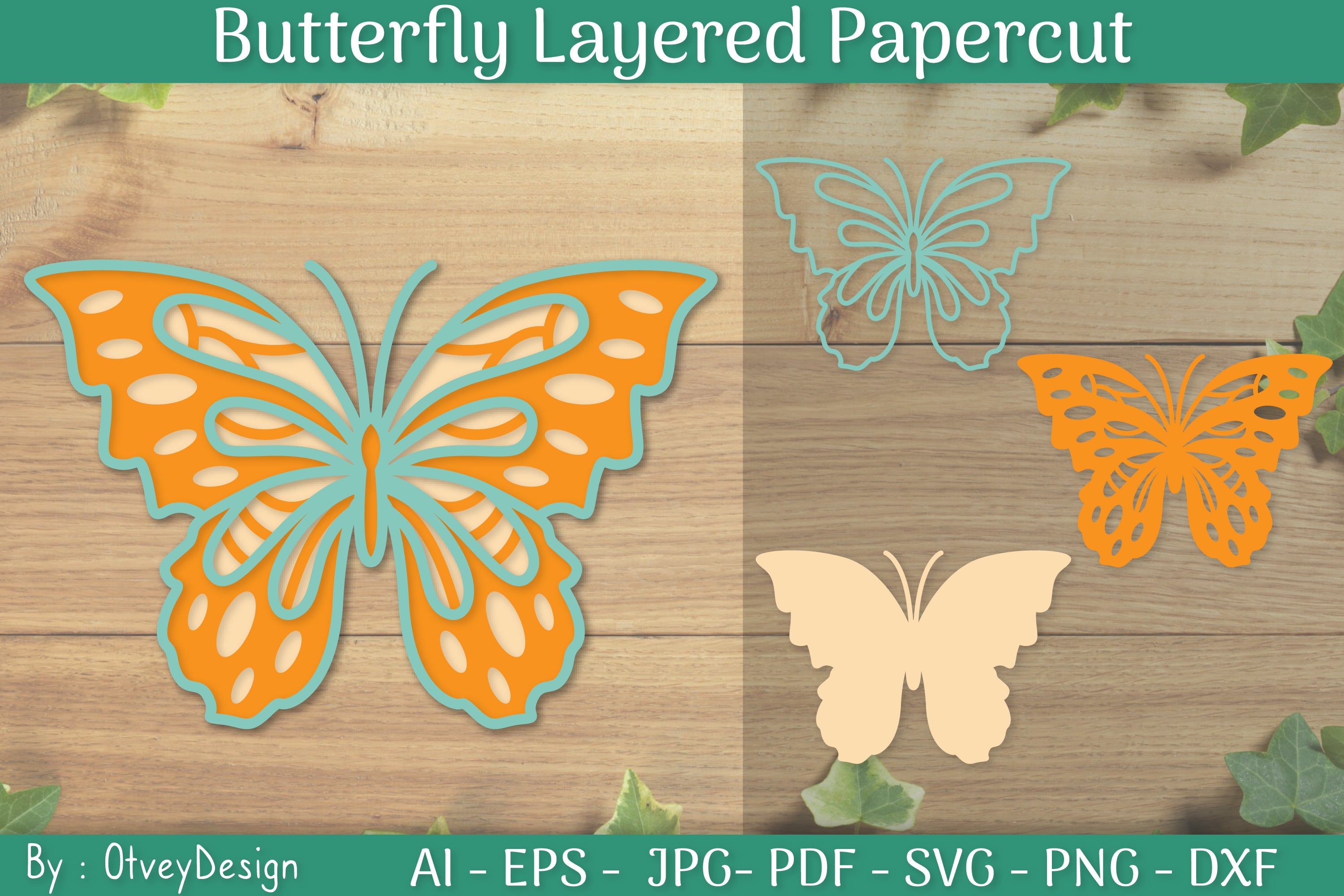 Layered Papercut Butterflies SVG Bundle