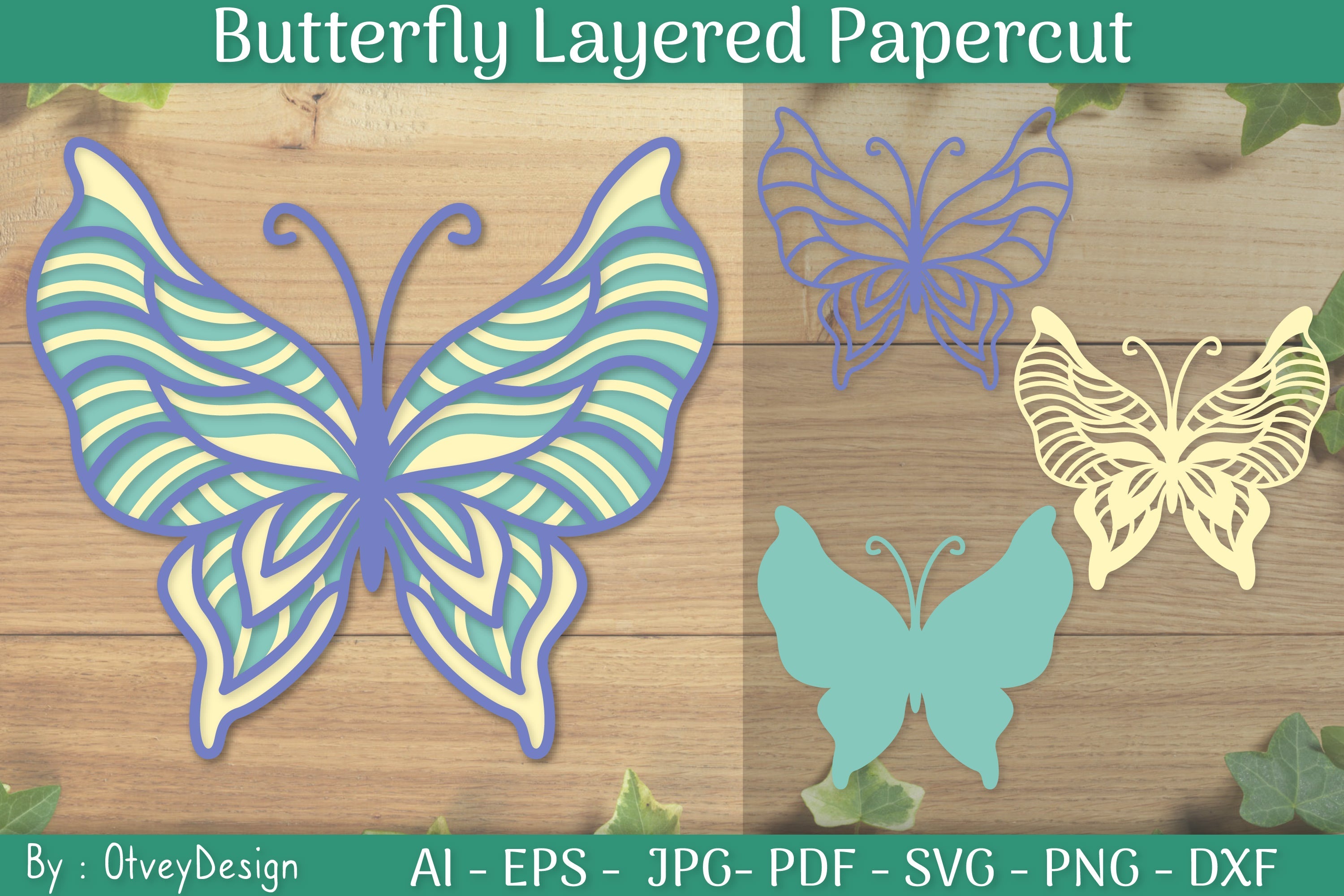 Layered Papercut Butterflies SVG Bundle