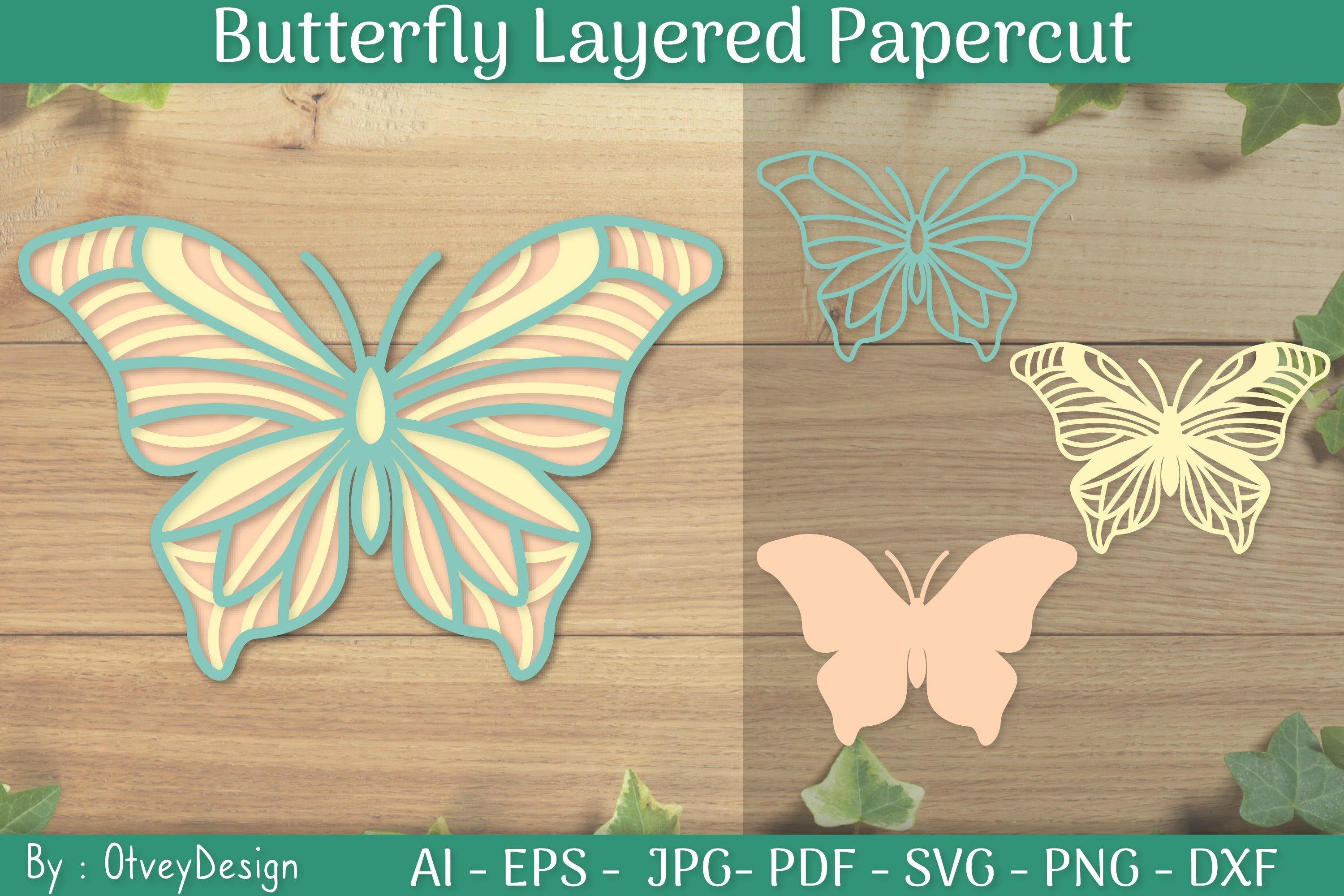 Layered Papercut Butterflies SVG Bundle
