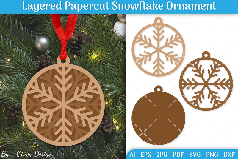 Layered Papercut Christmas Snowflake Ornament SVG Bundle 4 - CraftNest - Digital Crafting and Art