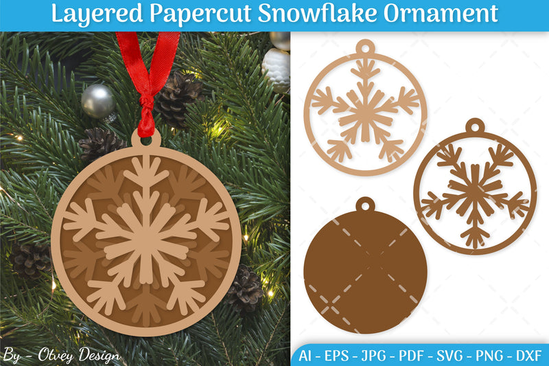 Layered Papercut Christmas Snowflake Ornament SVG Bundle 8 - CraftNest - Digital Crafting and Art