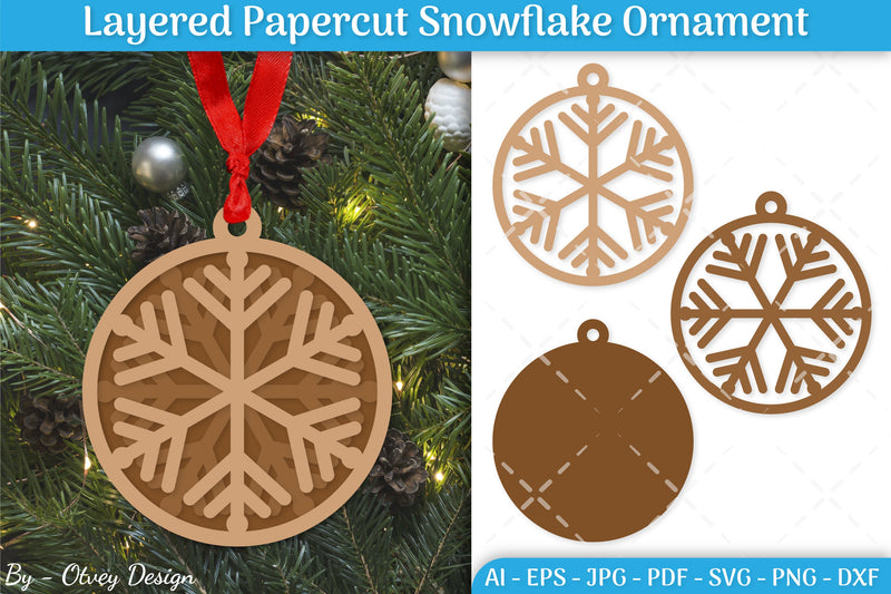 Layered Papercut Christmas Snowflake Ornament SVG Bundle 12 - CraftNest - Digital Crafting and Art
