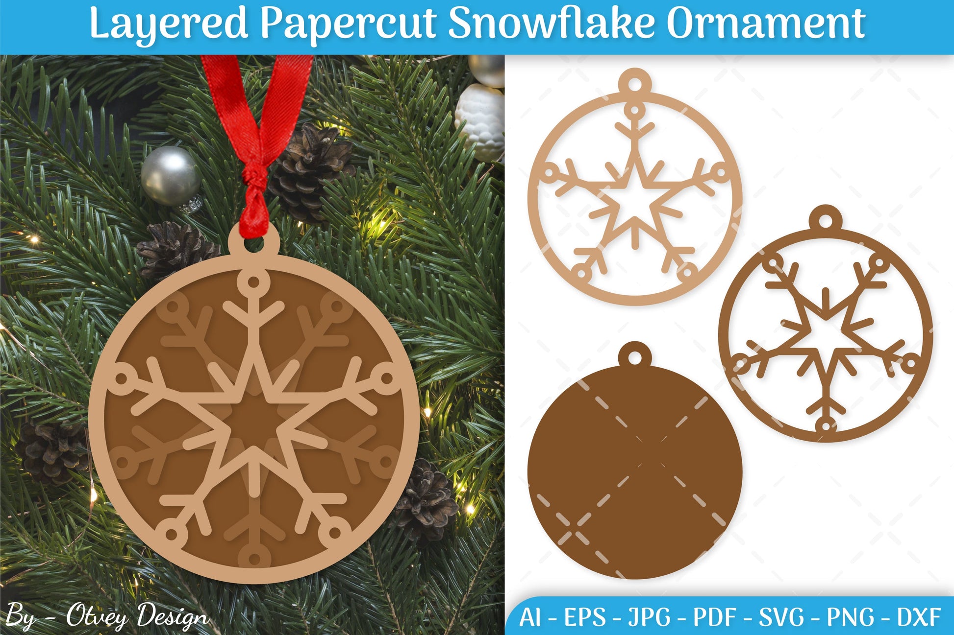 Layered Papercut Christmas Snowflake Ornament SVG Bundle 15 - CraftNest - Digital Crafting and Art