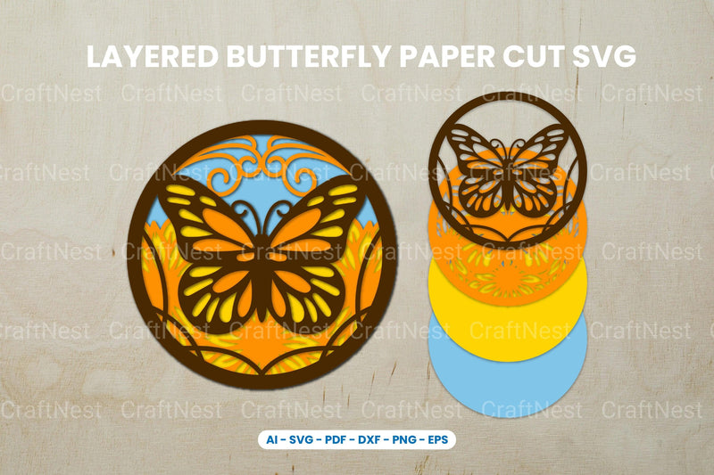 Layered Butterfly Paper Cut SVG Bundle - CraftNest - Digital Crafting and Art